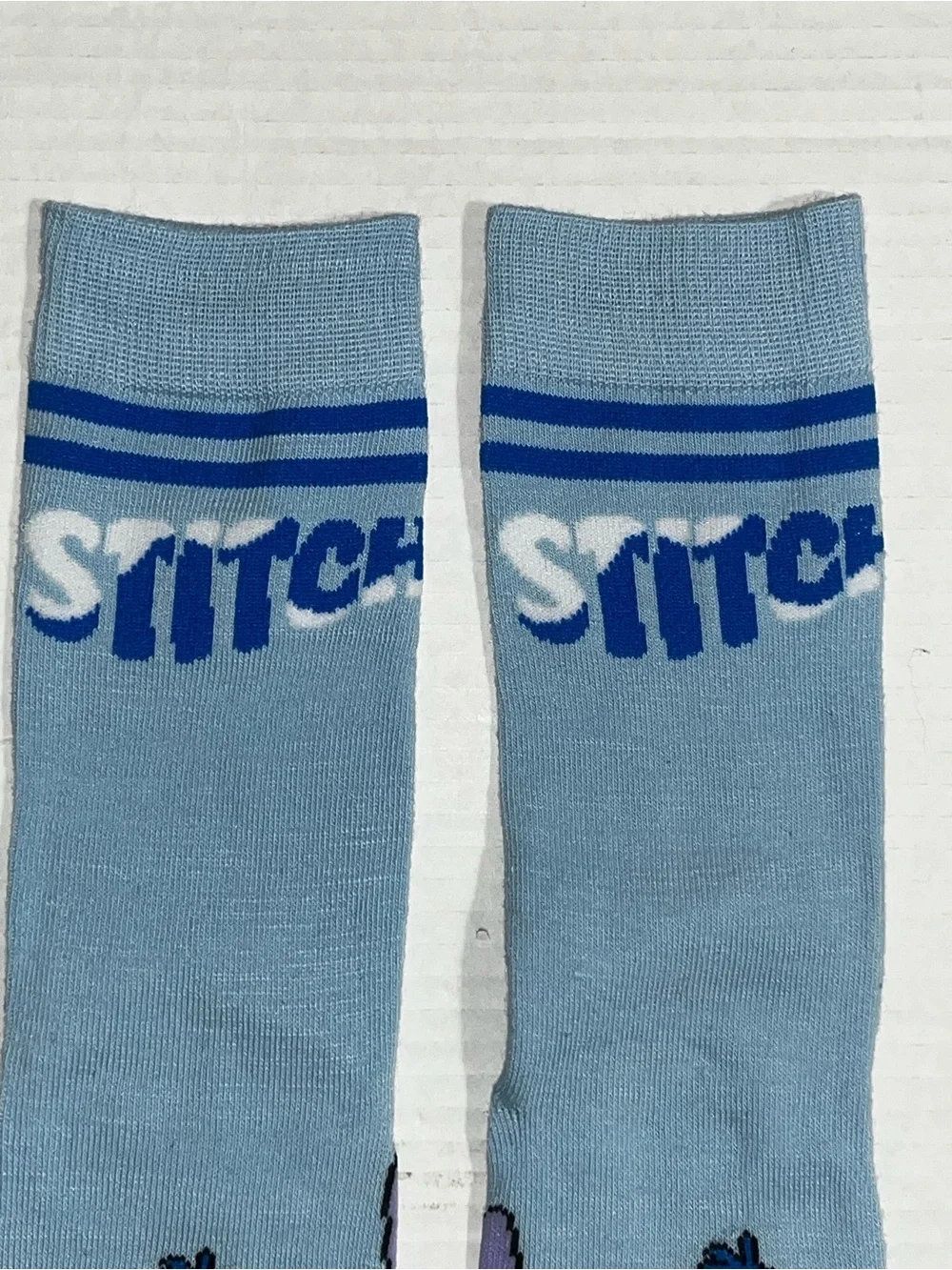 Disney Light Blue and White Stitch Crew Socks